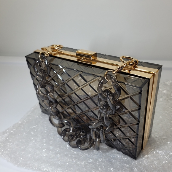 Acrilic Transparent Gold Star Evening Bag Purses Clutch Banquet Handbag - Picture 13 of 16